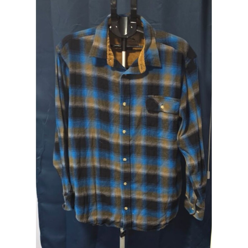 Legendary Whitetails Original Deer Gear Men's XL Blue/Black Plaid Flannel Shirt